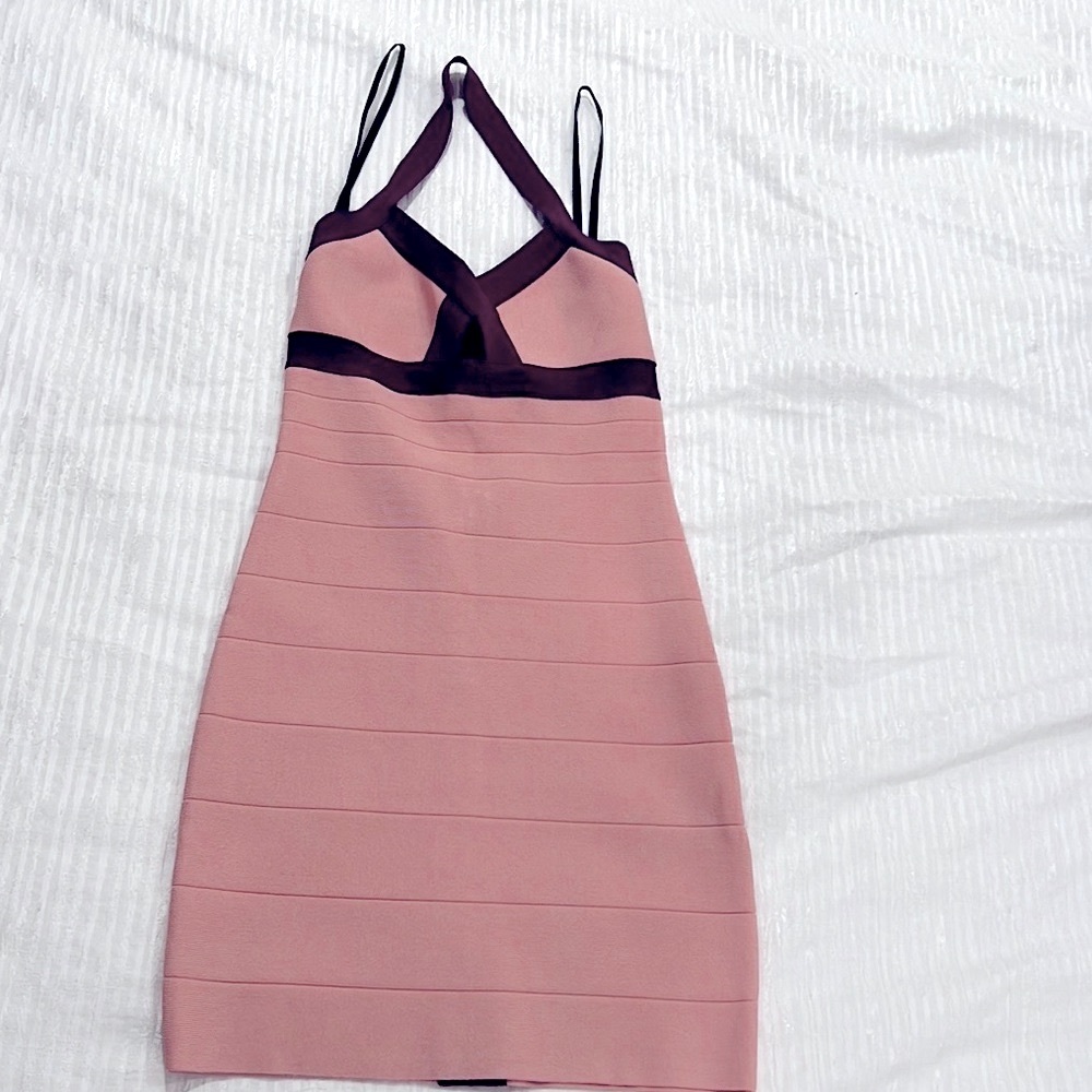 Bebe crisscross backless body con dress